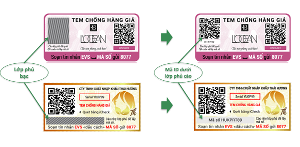 Cào lớp phủ bạc để lộ mã QR code hoặc mã SMS