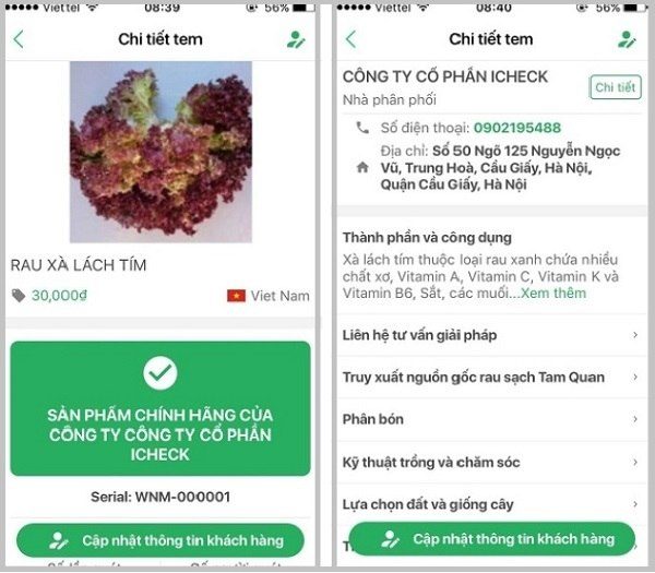 Xác thực rau xà lách chính hãng